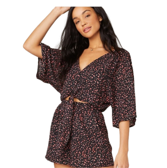 Bb Dakota black printed short romper. Size XS - Picture 1 of 13